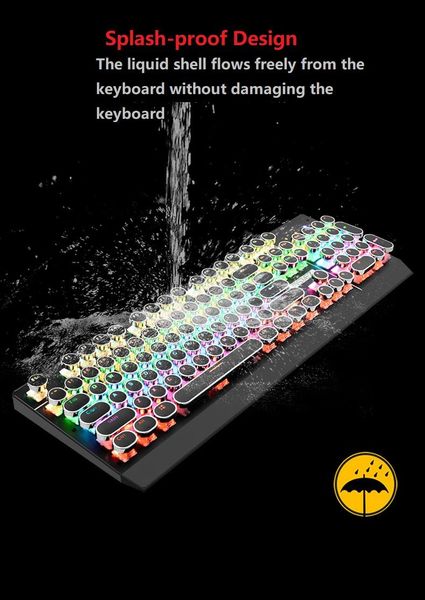 

keyboards splash-proof mechanical keyboard 104 keys revolving rgb switch gaming for tablet desktop