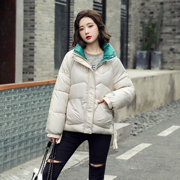 

short women's winter parkas stand collar loose female jacket solid korean style plus size cotton padded 2020 thick outwear