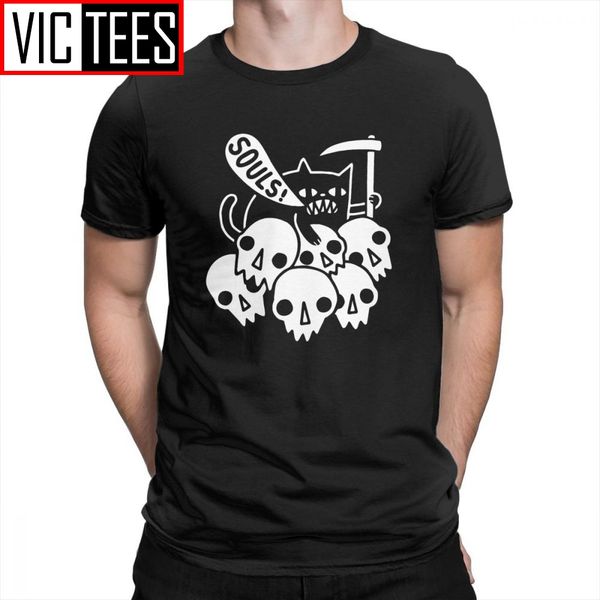 

cat got your soul skulls grim reaper loose men's fun pure t shirts men t shirts crew neck shirt short sleeve sport hooded sweatshirt ho