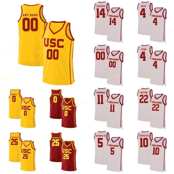 

usc trojans college basketball jersey 11 mclaughlin 12 devin fleming 13 charles obannon jr 14 mckay anderson men women youth custom stitched, Black