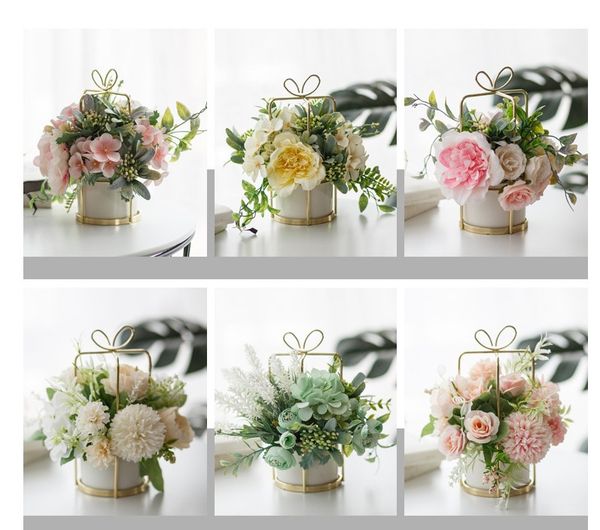 

imitation flower suit ceramic gold vase artificial rose simulation plant potted home living room decorative flowers