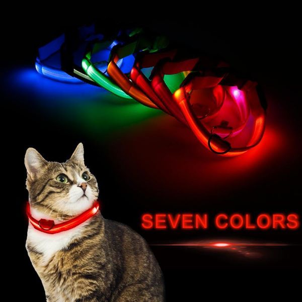 

dog collars & leashes 1pcs pet cat collar led light leash traction flashing safe adjustable belt anti-lost nylon shockproof necklace
