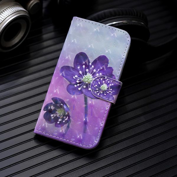 

3d painting pattern coloured drawing horizontal flip pu leather case with holder card slots wallet for galaxy s10