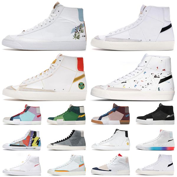 

blazer mid 77 vintage designer sneakers men women casual shoes white black mosaic snakeskin habanero red paint splatter raygun sport trainer