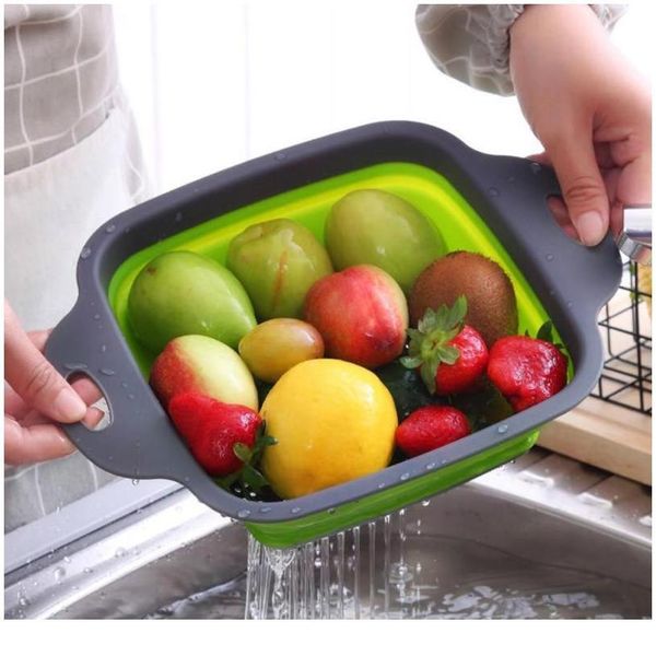 

1pcs folding drain basket retractable sile fruit vegetable colander kitchen leachate basket fruit vegetable washin bbyrto