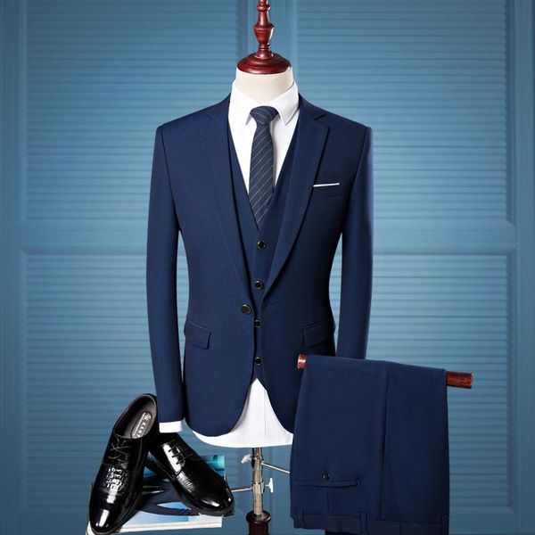 

men suit 2020 mens suits wedding groom3 pieces(jacket+vest+pant) slim fit casual tuxedo suit male, White;black