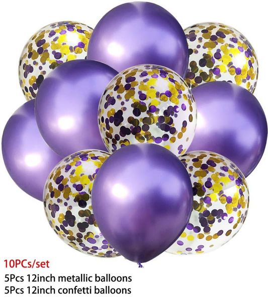 

10шт лот gold metal латексные шары и цветные конфетти birthday party украшения дети baby shower свадебные баллон игрушка qylbqx mywjqq