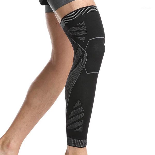 

elbow & knee pads 1pc long pad sleeve anti-slip breathable knitted leg support protector volleyball basketball fitness brace1, Black;gray