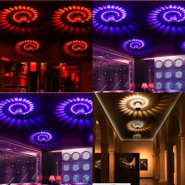 

led aluminum wall lamp rgb mini 3w spiral shape porous corridor aisle bedroom fashion decorate lights 9 9dn j2