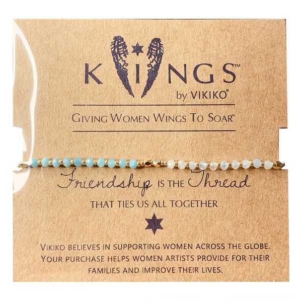 

vikiko twin bracelet jewelry series natural sea blue treasure tianhe stone beads string thin bracelet girl jewelry rope fp2im, Golden;silver