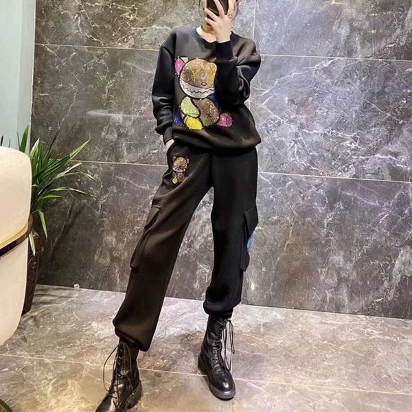 

1and sweater autumn leisure fashion winter 2020 new temperament goddess sports two piece suit, Gray