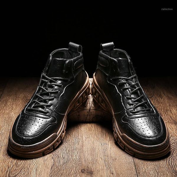 

2020 new men's boots spring and autumn casual shoes autumn and winter tooling boots platform waterproof non-slip design1, Black