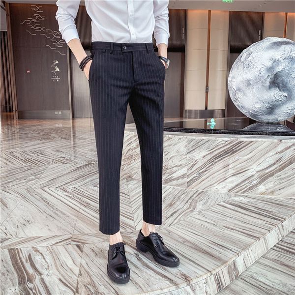 

men's dress 2021 new autumn thin striped down pants young clothes 29-36 qmwt, Black