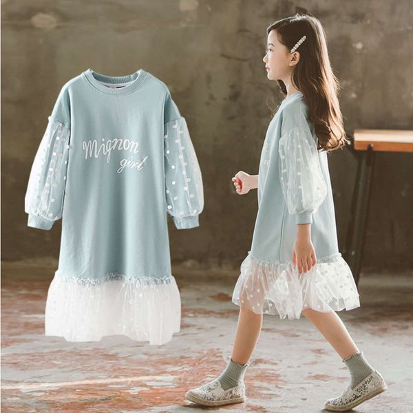 

6 5 girls' drs 4 drs middle school children autumn long sv 7 children 9 years old little girl 10 spring and autumn 8 princs skirt 12, Blue