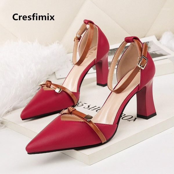 

dress shoes mulheres saltos altos women fashion comfortable red pu leather high heel lady cute spring & summer pumps e26531, Black