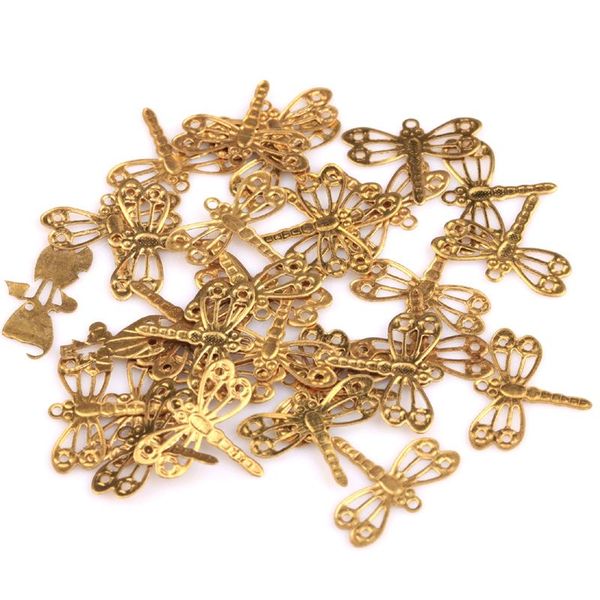 

100pcs gold dragonfly charms pendants findings bracelets jewelry making, Bronze;silver