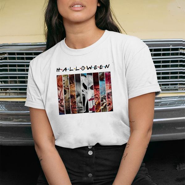 

halloween printing t-shirts women summer 2021 graphic tee streetwear woman tshirts fashion short sleeve harajuku for teens, White