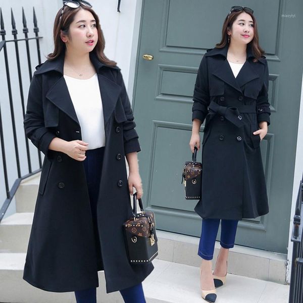 

women's jacket large size windbreaker women plus size 4xl elegnat ladies long coat 2020 autumn new korean women's clothing1, Tan;black