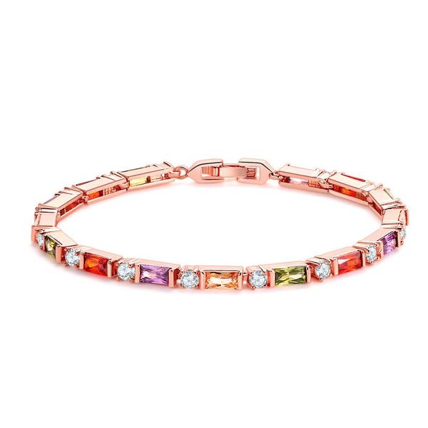 

link, chain moonrocy cz bracelets colourful bohemia geometry crystal rose gold color party jewelry wholesale drop for women gift, Black