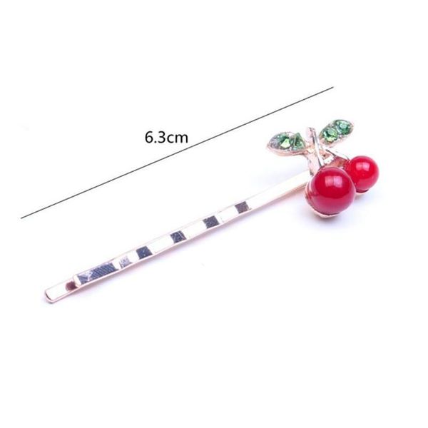 

2pcs minimalist jewelry boutique hair clip ladies girl cute faux crystal cherry fruit wavy bobby pin student side bangs wmtmgl, Silver