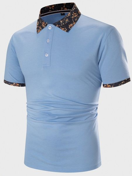 

men contrast baroque print collar polo shirt w9mn#, White;black