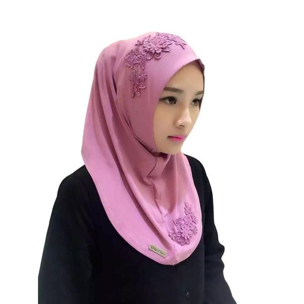 

solid women ladies lace embroidery headband hijab islamic scarves bonnet shawls muslim scarf, Blue;gray