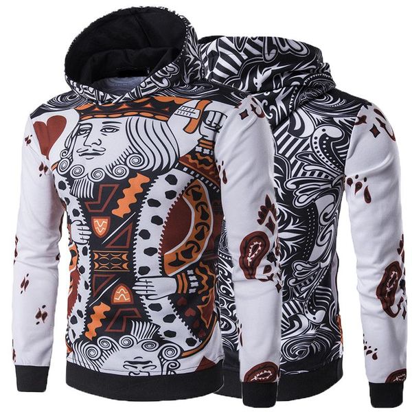 

men's hoodies & sweatshirts warm mens 3d playing cards poker print hiphop personality tracksuit punk pullovers tracksuits men clothing, Black