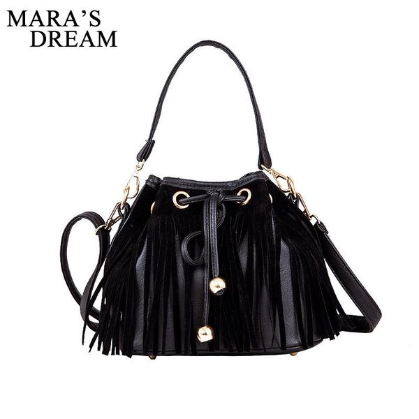 

mara's dream 2020 women messenger bags tassel shoulder crossbody bags female designer pu leather handbags black bolsas feminina