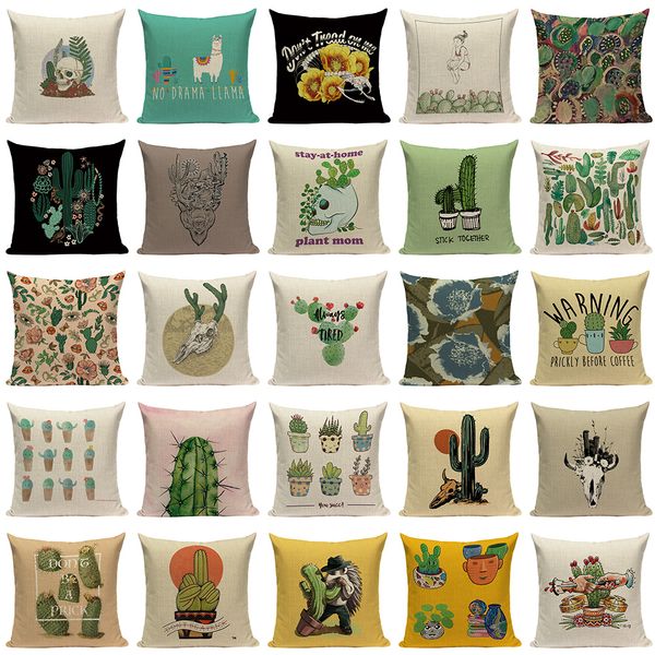 

colorful skull cushion cover tropical cactus decor throw pillow case plant home sofa decorative pillow cases cojines decorativos