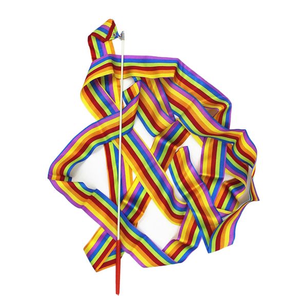 

танец ленты радуга растяжки художественной гимнастики лента baton поворотом жезлы на палочки для детей художественные танцы