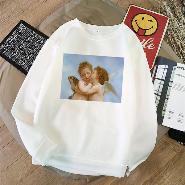 

harajuku kawaii angel cute printed women sweatshirts warm long short sleeved o neck casual clothing vogue tumblr girl sweet, Black