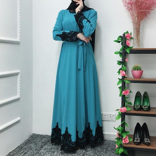 

casual dresses wepbel women long dress embroidery floral flower fashion middle east dubai lace ankle lenght full sleeve ramadan1, Black;gray