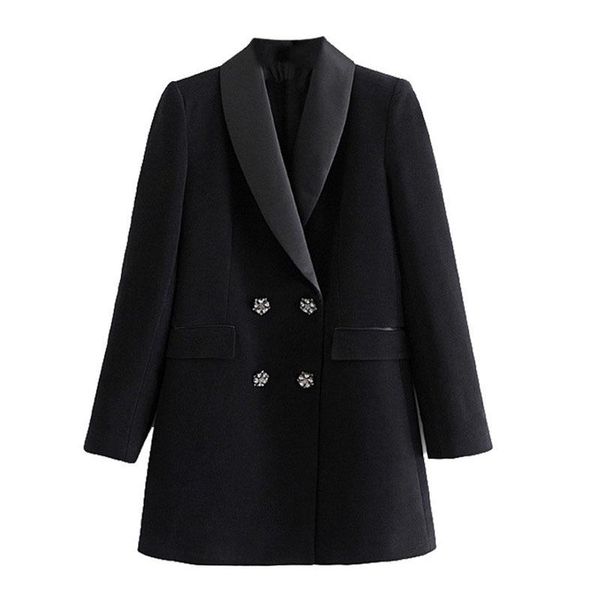 

seebeautiful casual loose blazer coat notched long sleeve double breasted pockets new fashion 2021 spring winter women m889, White;black