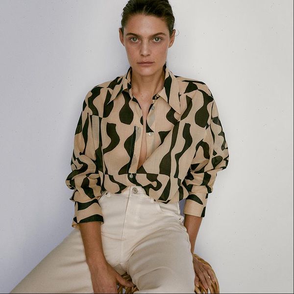 

md deep v neck blouse women fashion p aisley print long sleeve shirts ladies vintage loose turn down collar ropa, White