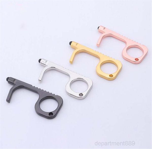 

a-4 styles colorful edc opener key chain prevention open door portable keychain contactless press elevator tool dhc171