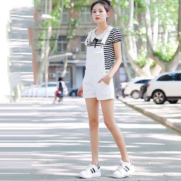 

2020 new sling women's summer casual white slingskorean overalls denim xs-size shorts u02k, Black;white