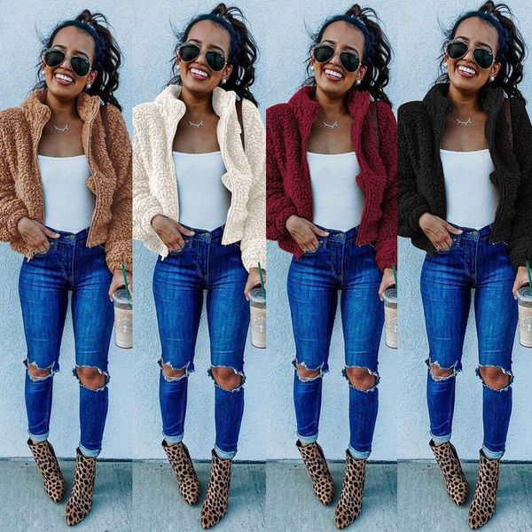

2020 women's fall clothing plush coat custom solid color