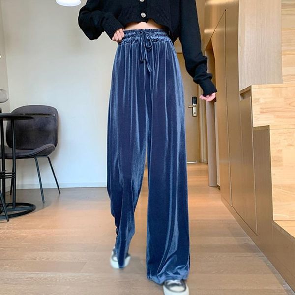 

wide leg pants for women casual elastic high waist solid loose long pants straight trousers femme korean pantalon, Black;white