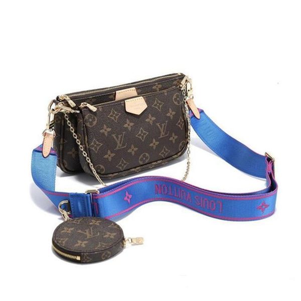 

2020 designer luxury purse handbag women shoulder l flower 3 pcs women chain strap shoulder pruses bag t7