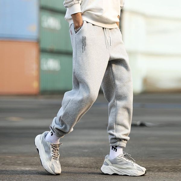 

men trendy winter sweatpants autumn winter plus velvet thickening baggy fashion casual pants pantalon homme men clothing bc50xxk1, Black