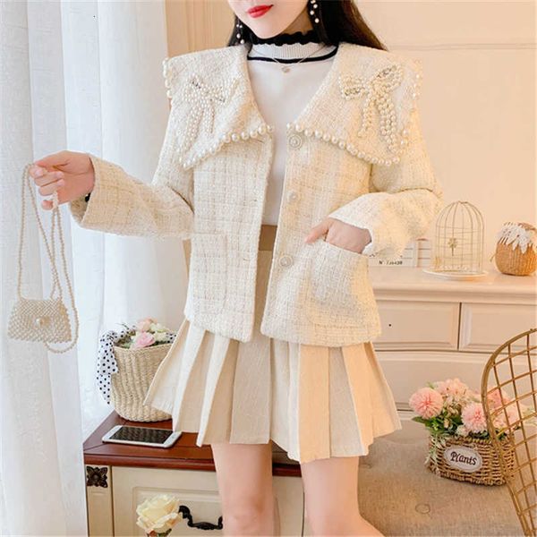 

new autumn winter 2020 long sleeve tweed coat small short jacket women's sweet clothing high street female, Black