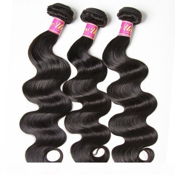 

шоу shine бразильский объемная волна волос плетение связки natural color 100% соткать человеческих волос 1 3 4 кусок 8-30inch выдвижения вол, Black