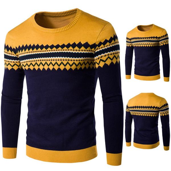 

men's sweaters winter fashion gentleman personality ethnic wind pattern round neck turtleneck sweater, White;black