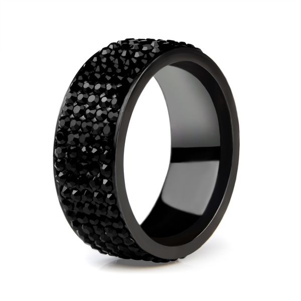 

punk rock stainless steel black ring men blue red green crystal ring for women wedding ring jewelry, Silver