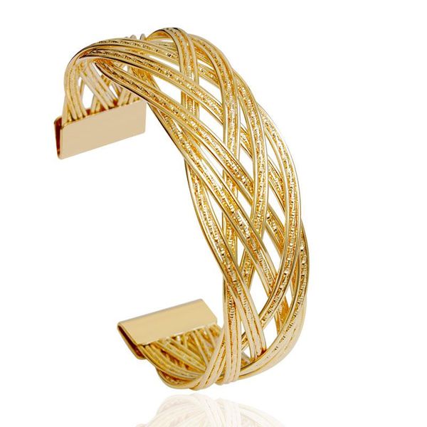 

f&u b444 europe fashion trendy punk style girls gift crossed pattern gold and silver plated bracelet bangle, Black