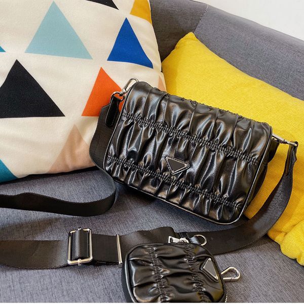 

shoulder crossbody bag nylon hobo handbag underarm bag lady flap chain handbag wrinkled black sheepskin leather bag coin wallet