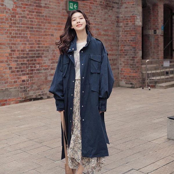 

autumn and winter over the knee trench coat women long section windreaker 2020 winter new korean fashion women windbreaker b584, Tan;black