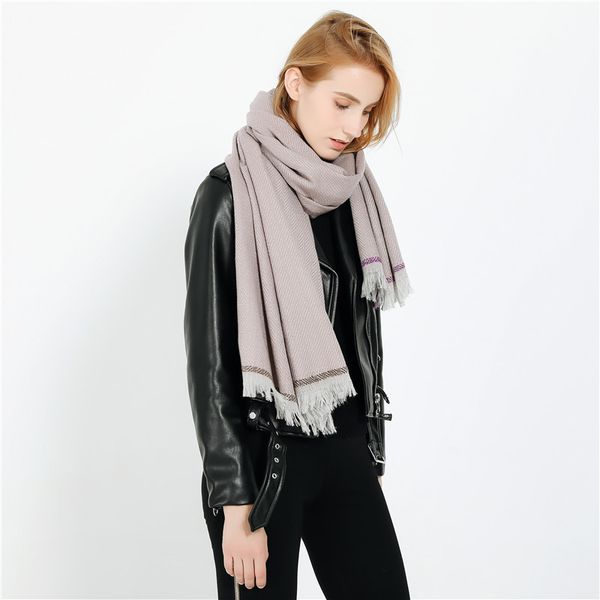 

cashmere like thermal scarf for women's travel in autumn and winter of 2020, Blue;gray