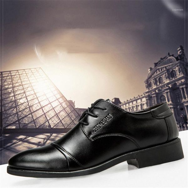 

2020 new men's lace up business dress shoes plus size 48 stylish and comfortable men's leather shoes1, Black