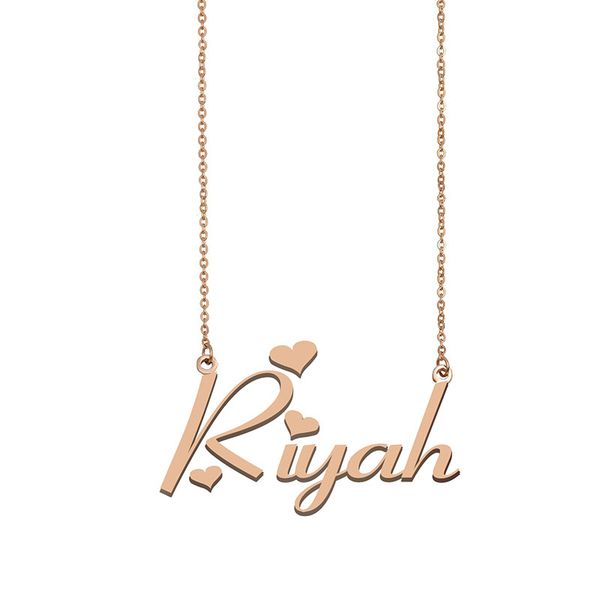 

riyah name necklace custom nameplate pendant for women girls birthday gift kids friends jewelry 18k gold plated stainless steel, Silver